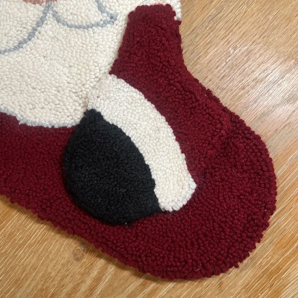 JC Penney Home Collection‎ 3D Santa Christmas Stocking Jingle Bell Hooked Yarn